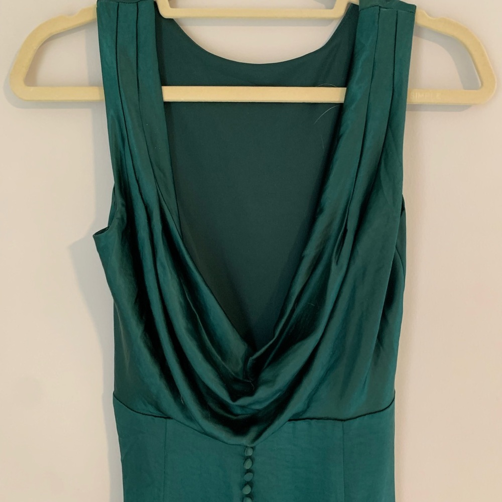 Green cowl back formal maxi dress